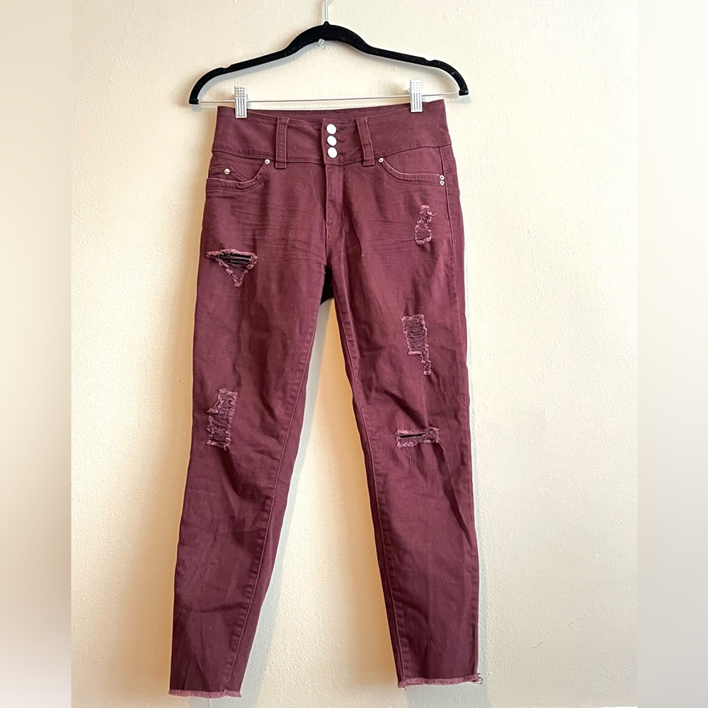 YMI Want a Betta Butt Maroon Jeans  skinny ripped